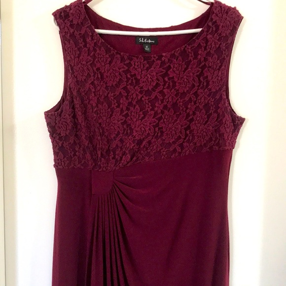 S.L. Fashions Sleeveless Burgundy Maxi dress - Picture 1 of 10